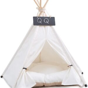 Pet Teepee with Cushion for Dogs and Cats Puppies House with Bed Pet Tent Bed Indoor Outdoor (Modern)