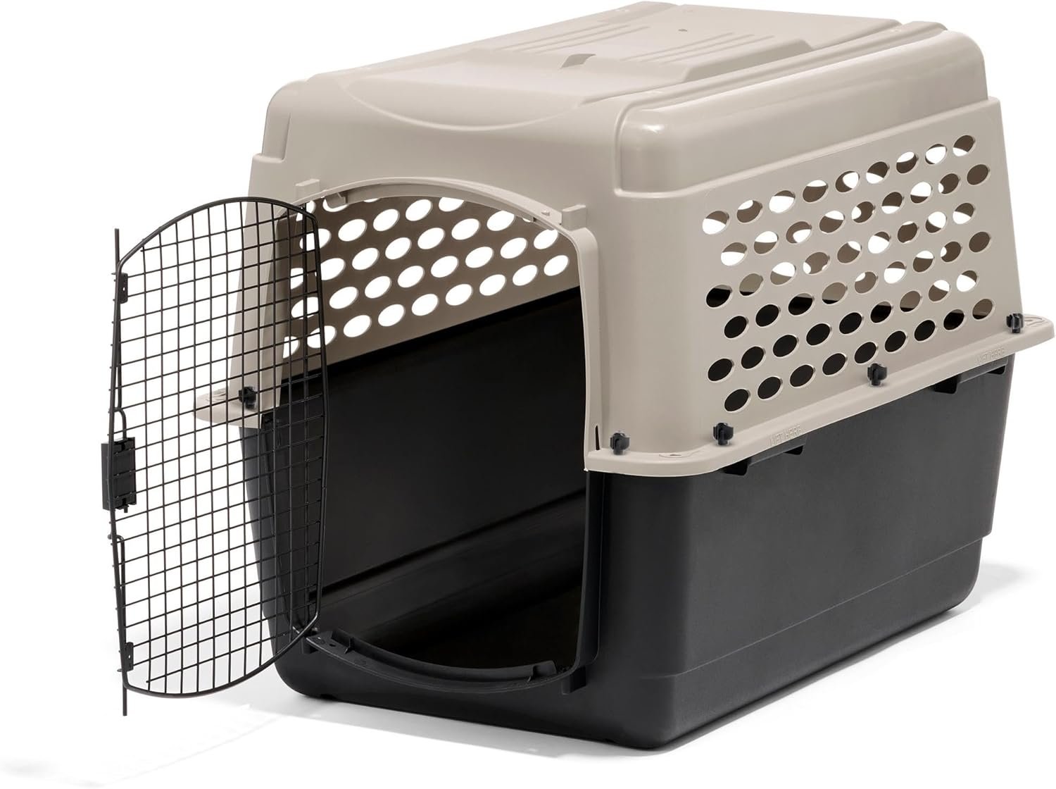 Dog Kennel - Portable Dog Carriers & Crates for Large Dogs, Airline-Friendly, Durable Plastic, Pet Carrier For Home and Travel, 36 Inches, Taupe and Black